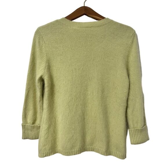 VTG Apostrophe Angora Blend 3/4 Sleeve Button Cardigan Sweater Size M Lime NWOT - Picture 2 of 7